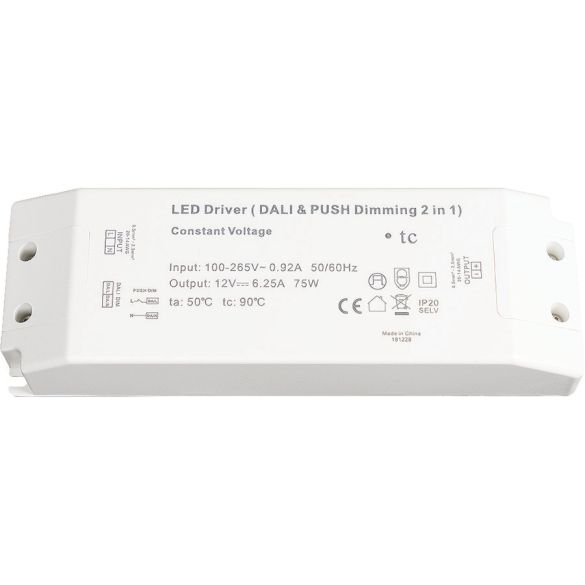 75W DALI & Push Dimmable LED Driver - DALI Dimmable Power Supplies for LED Lighting