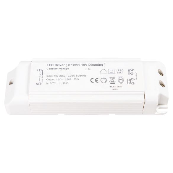 12V 20W 0/1-10V Dimmable Constant Voltage LED Driver